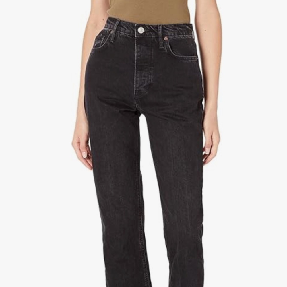 [SOLD] free people tapered baggy boyfriend jeans - black panther
